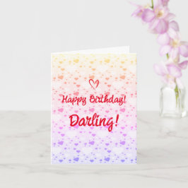 Tarjeta Feliz Cumpleaños Darling, corazones amorosos moder