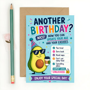 Tarjeta Feliz cumpleaños de aguacate divertido