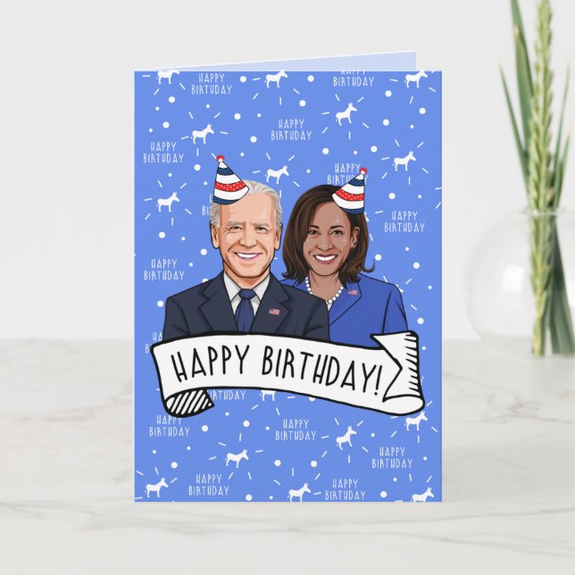 Tarjeta Feliz cumpleaños de Biden Harris (Anverso)