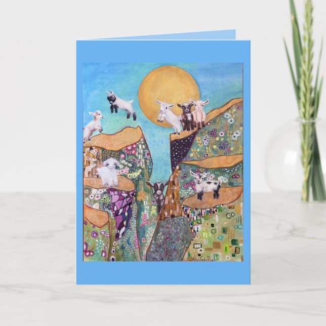 Tarjeta Feliz cumpleaños de cabras (Anverso)