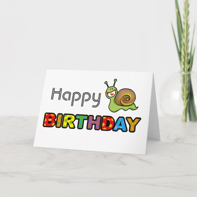 Tarjeta Feliz cumpleaños de caracol (Anverso)