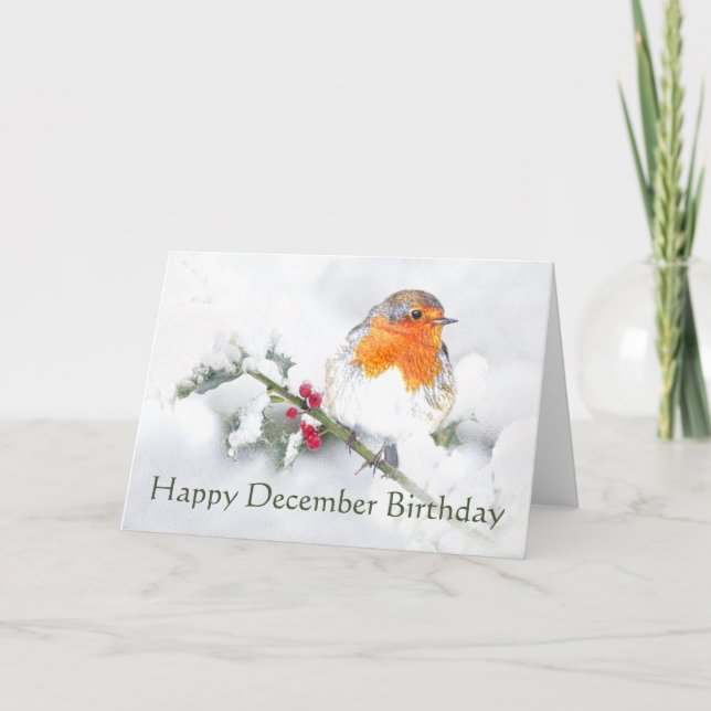 Tarjeta Feliz cumpleaños de diciembre a Robin inglés (Anverso)