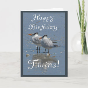 Tarjeta Feliz cumpleaños de dos aves marinas idénticas en 
