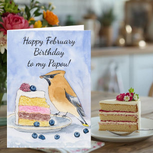 Tarjeta Feliz cumpleaños de febrero Papou Torta de cera de