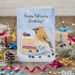 Tarjeta Feliz cumpleaños de febrero Pastel de Ampelis Amer