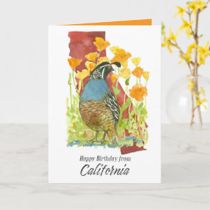 Tarjeta Feliz Cumpleaños de Flores de Amapola de Codorniz