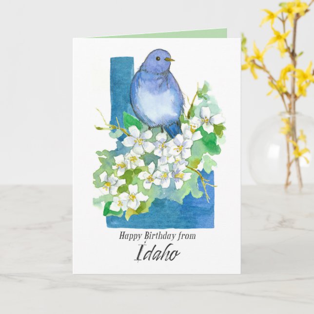 Tarjeta Feliz cumpleaños de flores de Syringa Bluebird de  (flor amarilla)
