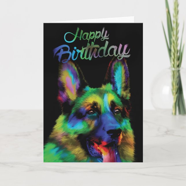 Tarjeta Feliz cumpleaños de German Shepherd (Anverso)