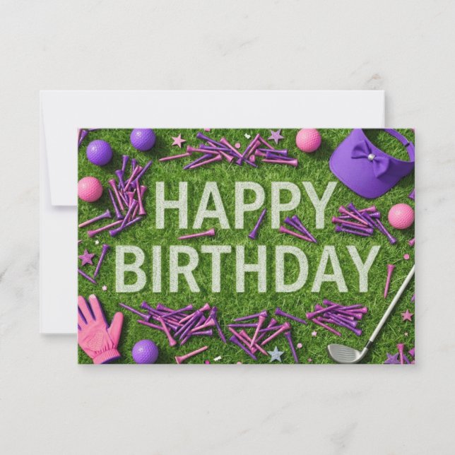 Tarjeta Feliz cumpleaños de golf en verde  (Anverso)