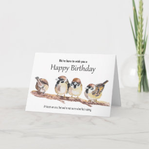 Tarjeta Feliz cumpleaños de Grupo Cute Gorrión