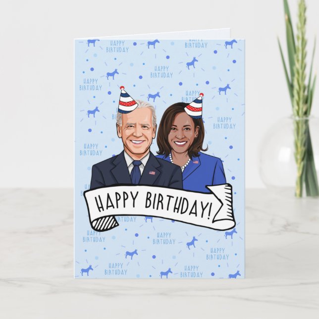 Tarjeta Feliz cumpleaños de Joe y Kamala (Anverso)