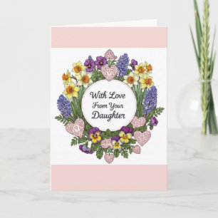 Tarjeta Feliz cumpleaños de la hija Floral Wreath