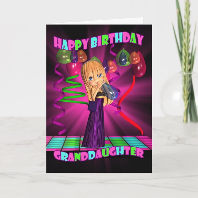 Tarjeta Feliz cumpleaños de la nieta con pequeño Cuti (Anverso)