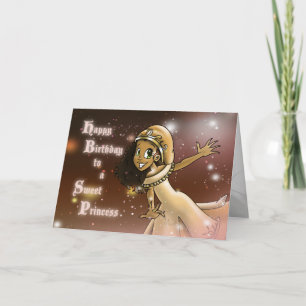 Tarjeta Feliz cumpleaños de la princesa afroamericana
