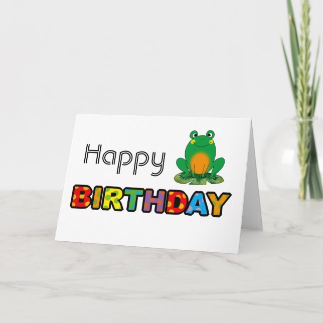Tarjeta Feliz cumpleaños de la rana verde (Anverso)