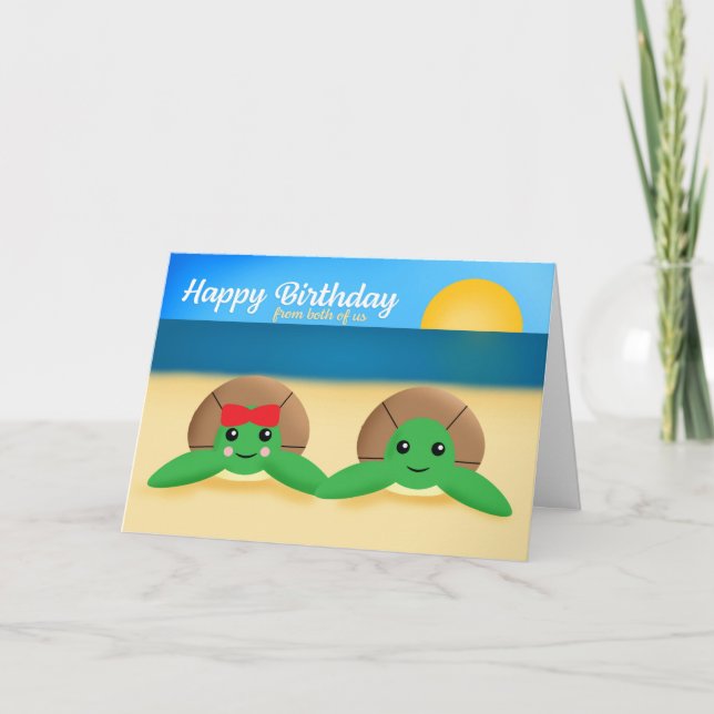 Tarjeta Feliz cumpleaños de las dos tortugas marinas de Es (Anverso)