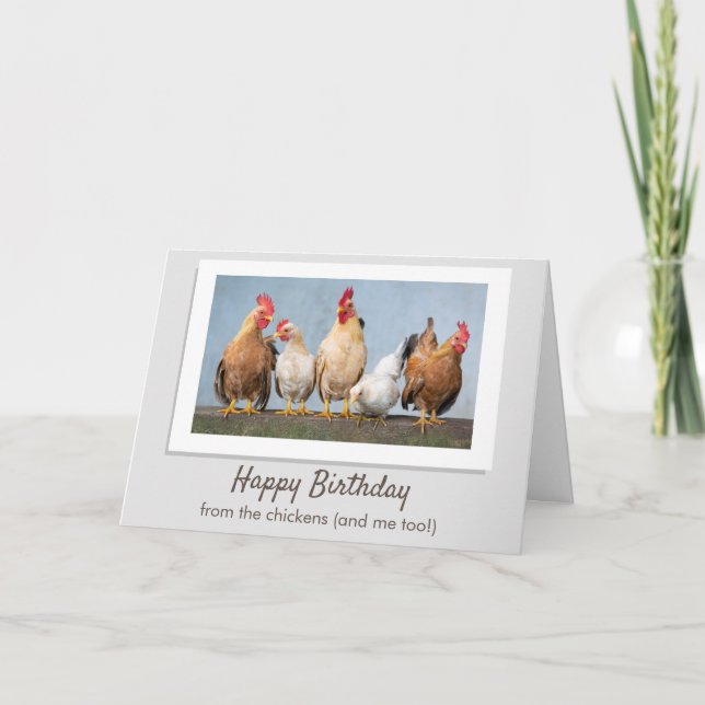 Tarjeta Feliz cumpleaños de las gallinas (Anverso)