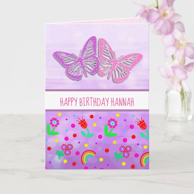 Tarjeta Feliz cumpleaños de los Chicas de mariposas person (Orquídea)