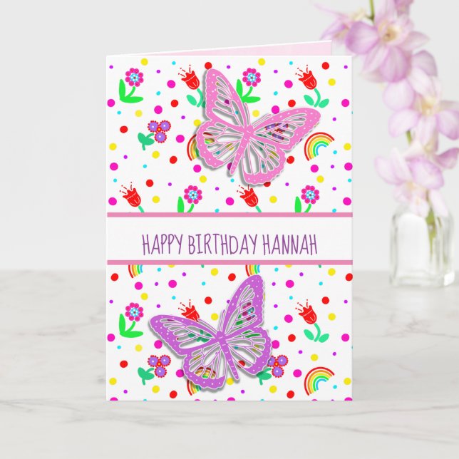 Tarjeta Feliz cumpleaños de los Chicas de mariposas person (Orquídea)