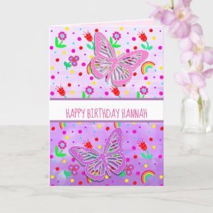 Tarjeta Feliz cumpleaños de los Chicas de mariposas person