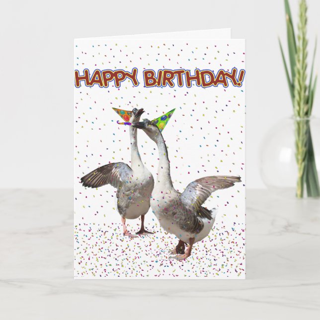 Tarjeta ¡Feliz cumpleaños de los geeses de fiesta! (Anverso)