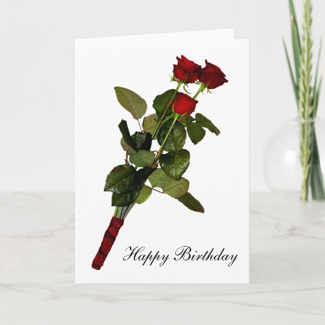 Tarjeta Feliz cumpleaños de los rosas te amo (Anverso)