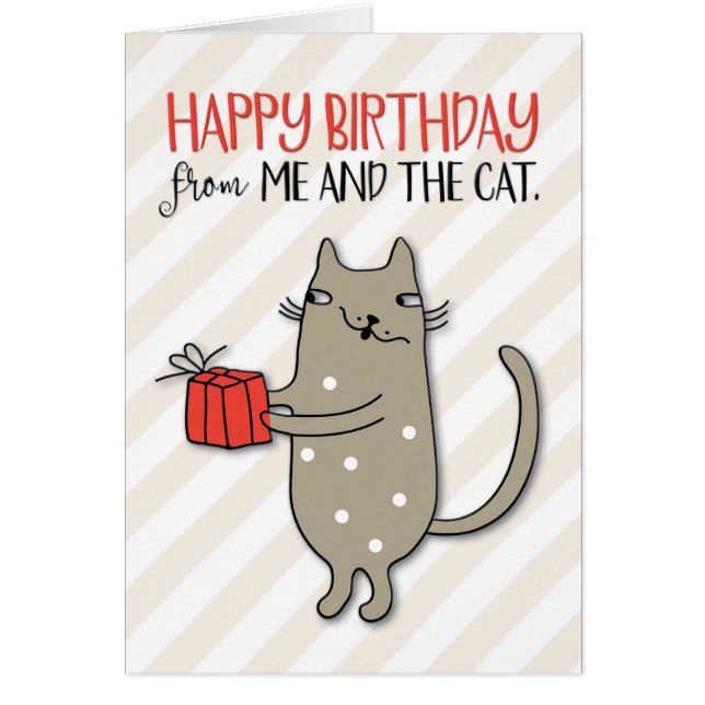 Tarjeta "Feliz cumpleaños de mí y el gato" (Frente)