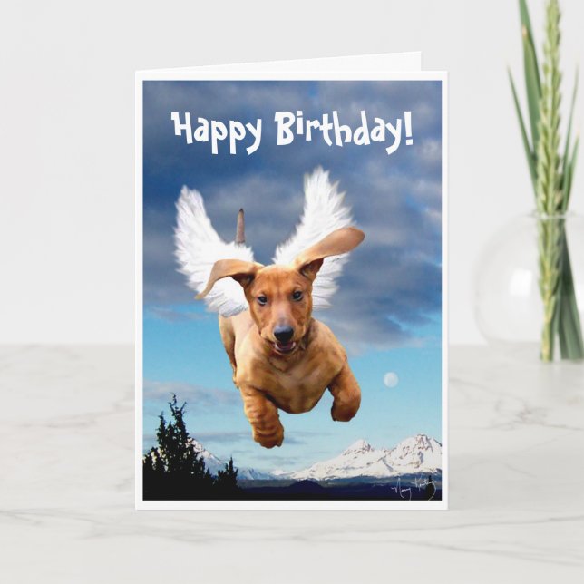 Tarjeta Feliz cumpleaños de Michael the Bark Angel, (Anverso)