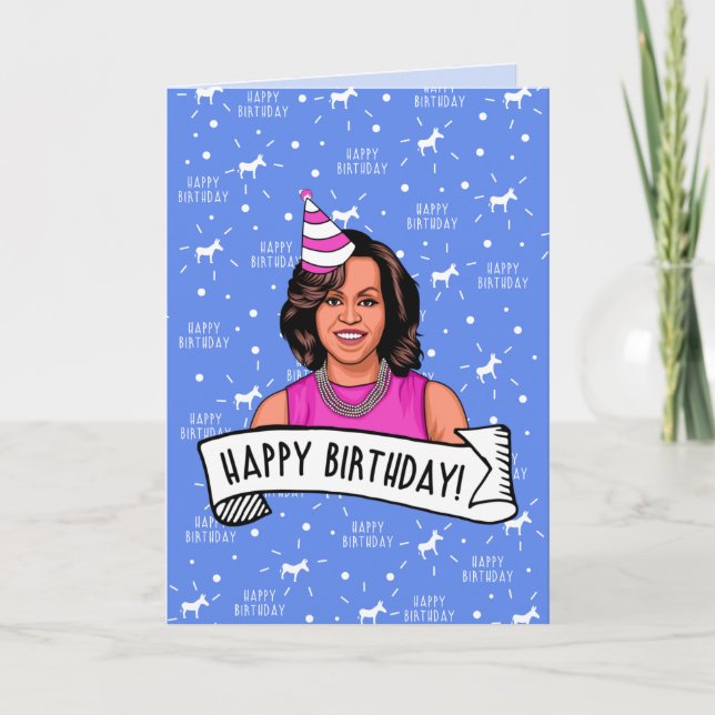 Tarjeta Feliz Cumpleaños de parte de Michelle Obama (Anverso)