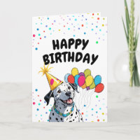 Feliz cumpleaños de perros y globos dálmatos