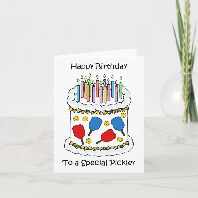 Tarjeta Feliz cumpleaños de Pickleball (Anverso)