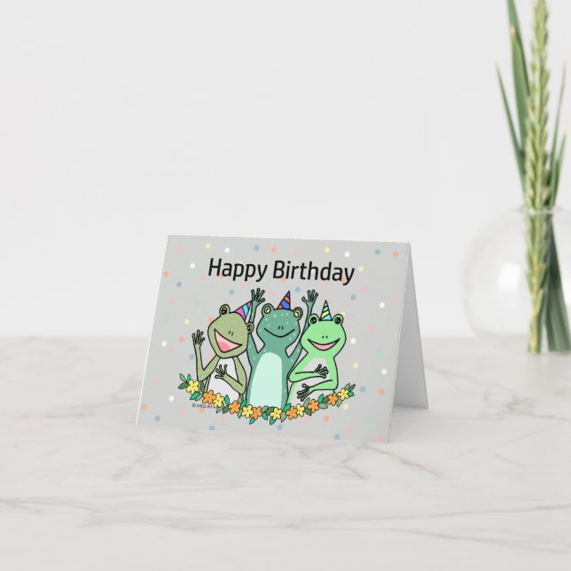 Tarjeta Feliz cumpleaños de ranas de fiesta de rata gracio (Anverso)