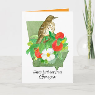 Tarjeta Feliz cumpleaños de Rosa de Georgia Peach Bird