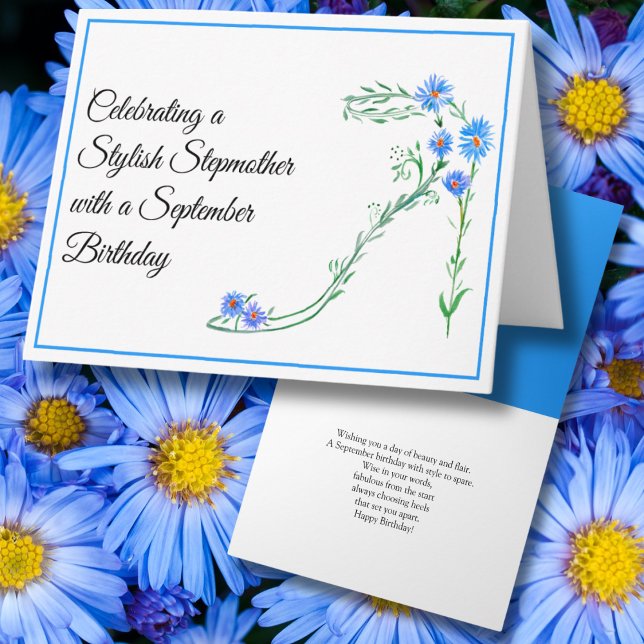 Tarjeta Feliz cumpleaños de septiembre Madrastra  Aster az (Subido por el creador)