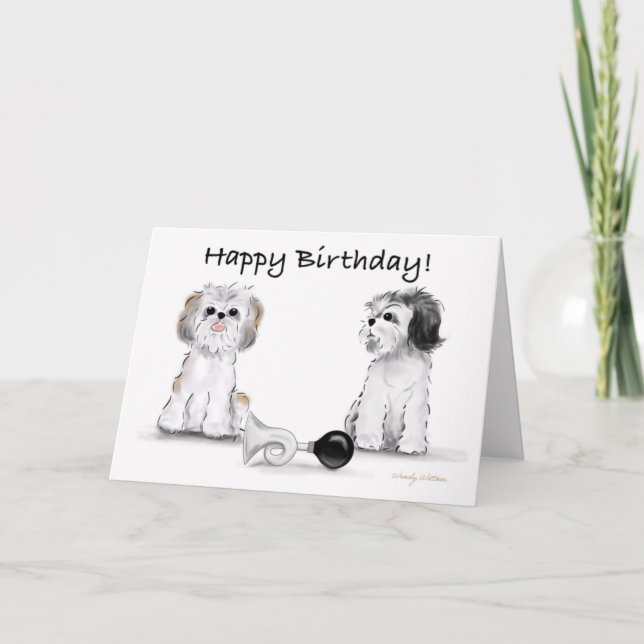Tarjeta Feliz cumpleaños de Shitzu (Anverso)