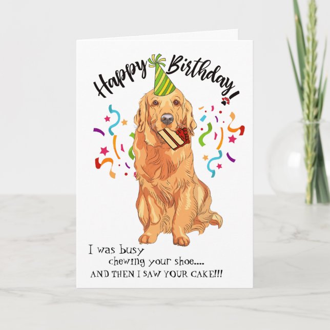 Tarjeta Feliz cumpleaños de su perro del golden retriever (Anverso)