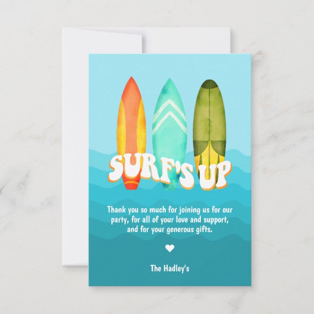 Tarjeta Feliz Cumpleaños de Tabla de Surf Surfs Up (Anverso)