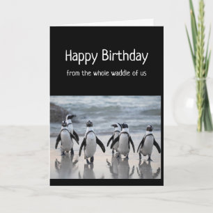 Tarjeta Feliz Cumpleaños de Todo el Grupo de Pingüinos