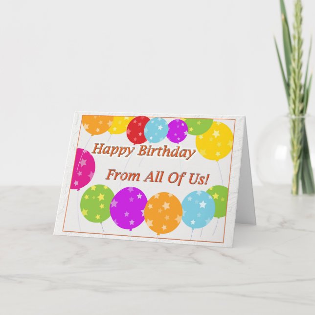 Tarjeta ¡Feliz cumpleaños de todos nosotros! (Anverso)