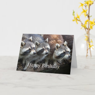Tarjeta Feliz cumpleaños de todos nosotros Mapaches de bas
