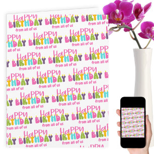 Tarjeta Feliz Cumpleaños de Todos Nosotros Velas Coloridas
