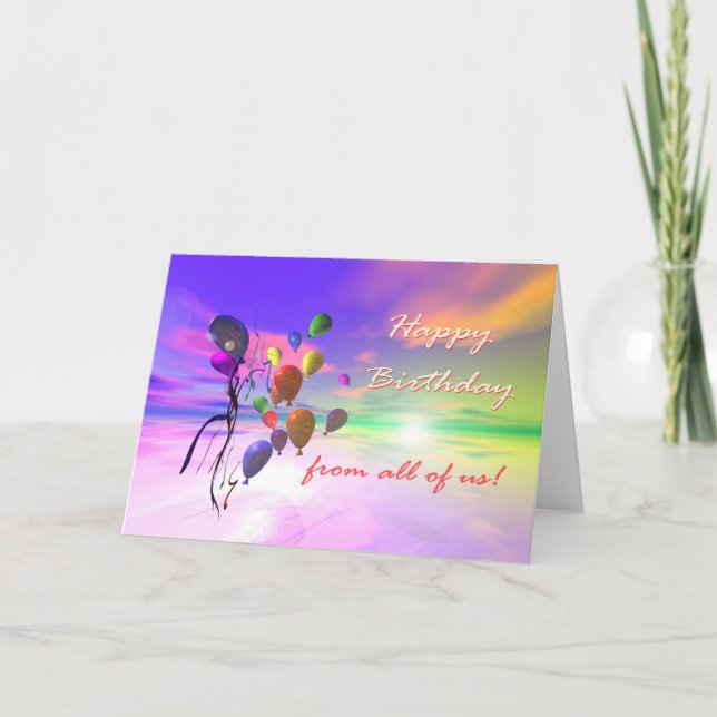 Tarjeta Feliz cumpleaños de todos - Sky Balloons (Anverso)