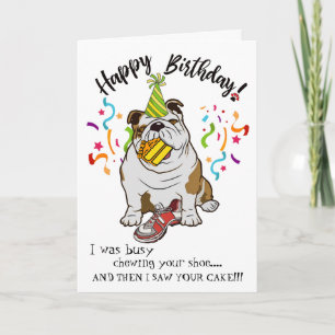 Tarjeta Feliz cumpleaños de tu amigo de perro Bulldog