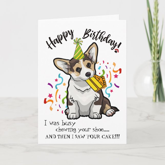 Tarjeta Feliz cumpleaños de tu amigo de perro de Corgi (Anverso)