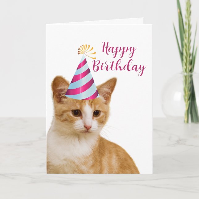 Tarjeta Feliz cumpleaños de tu gato cariñoso (Anverso)