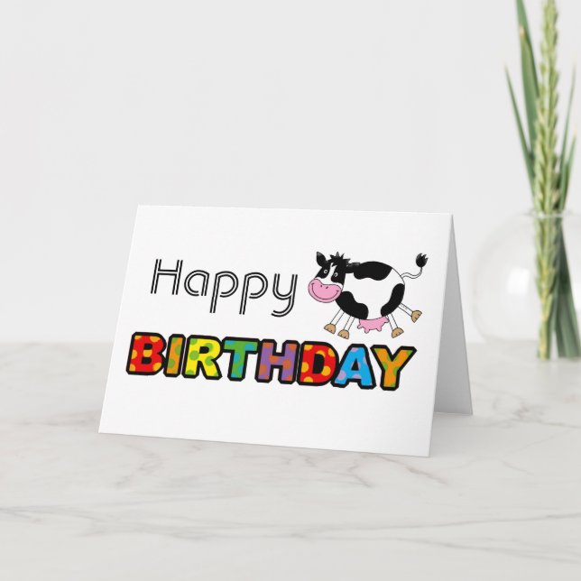 Tarjeta feliz cumpleaños de vaca (Anverso)
