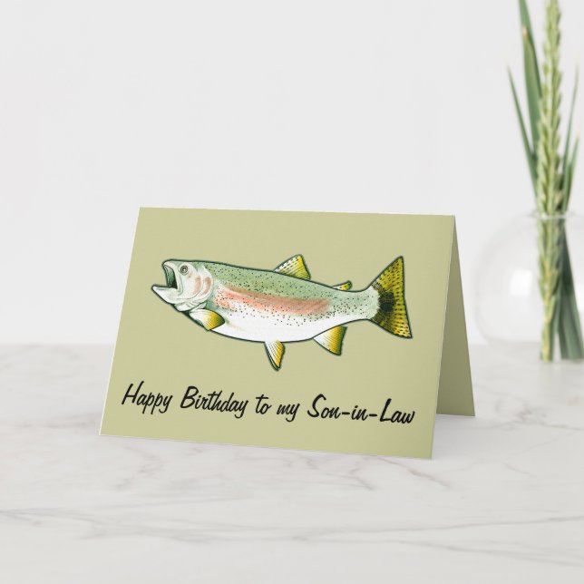 Tarjeta Feliz cumpleaños de yerno: trucha arcoiris (Anverso)