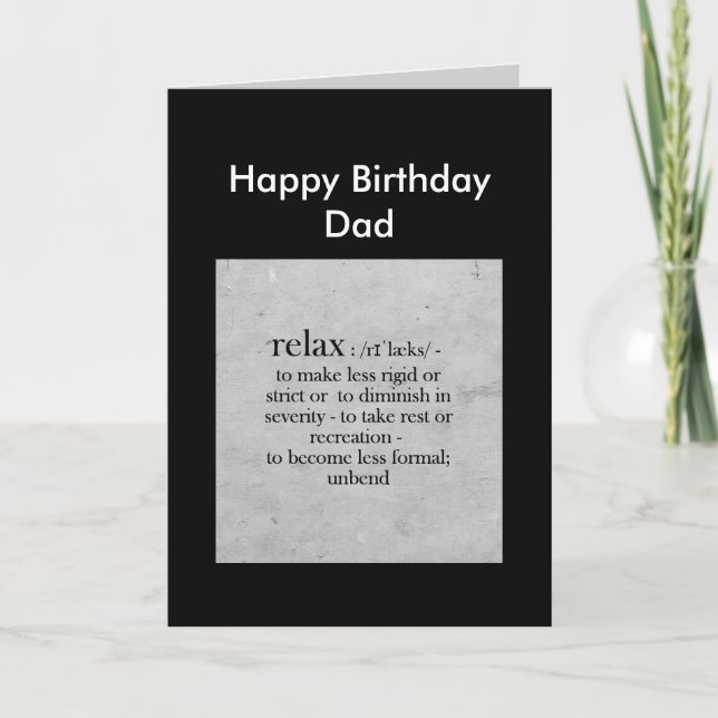 Tarjeta Feliz cumpleaños definición de Relax Humor por par (Anverso)