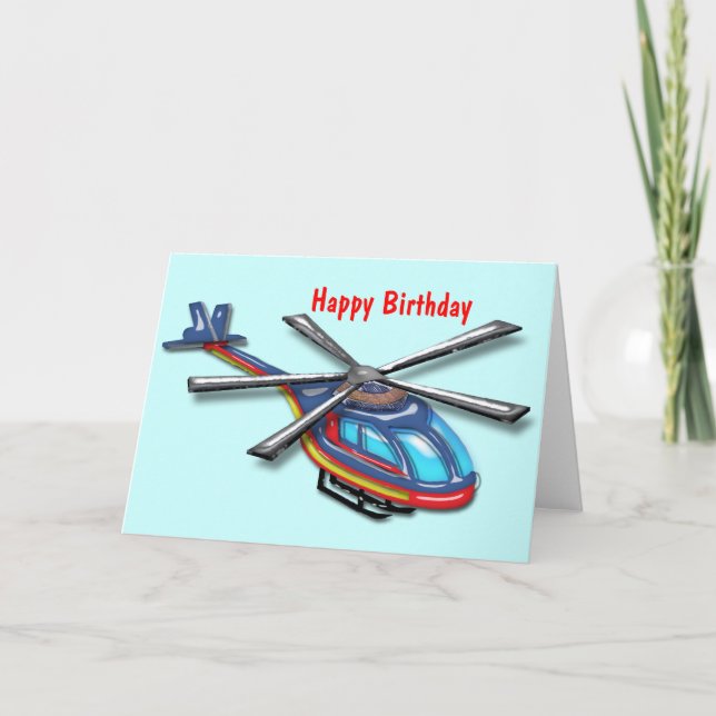 Tarjeta Feliz cumpleaños del alto helicóptero del vuelo (Anverso)