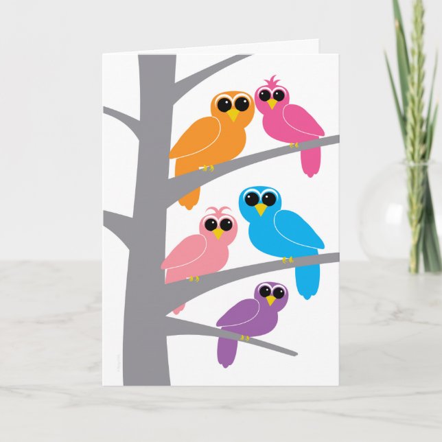 Tarjeta Feliz cumpleaños del búho de nosotros para el (Anverso)